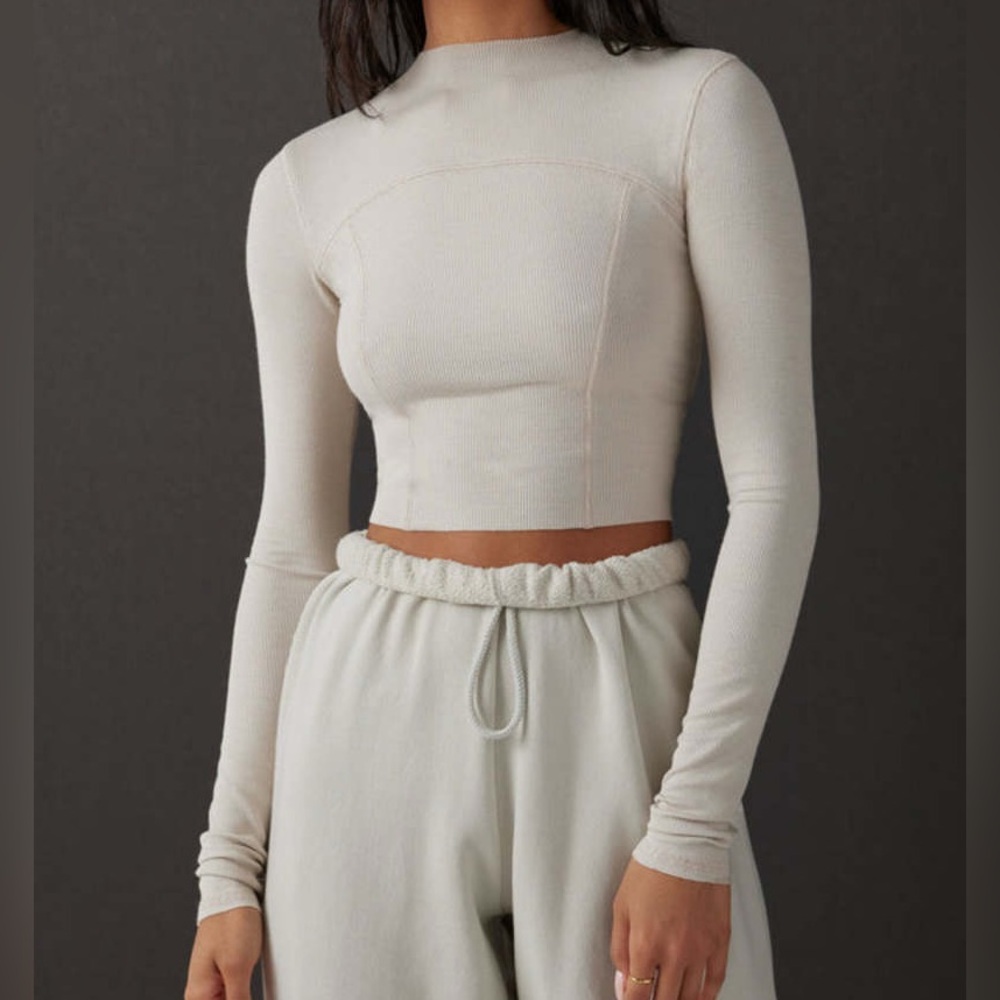 Joah Brown Contrast Stitch Long Sleeve